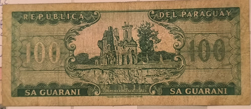 100 Guaraníes, emitido originalmente bajo la ley del 25 de marzo de 1952.