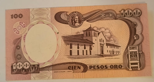 100 Pesos Oro de Colombia, emitido por el Banco de la República el 10 de enero de 1990.